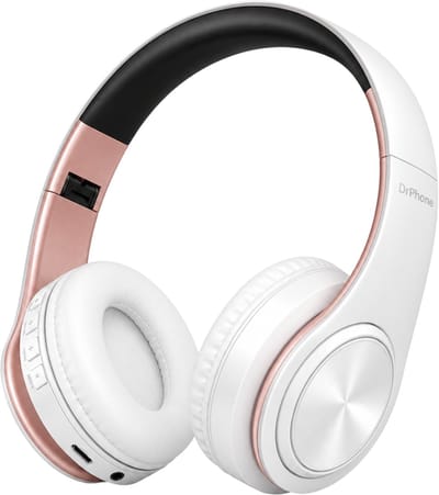 DrPhone BH1 - Draadloze Bluetooth Koptelefoon - FM Radio, Micro SD en AUX - On-Ear Headset met Microfoon - Wit/Rose