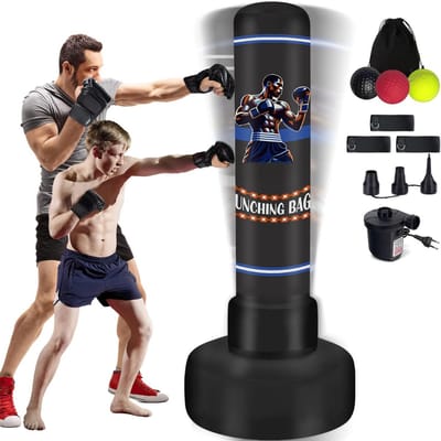 CRLYN® Boksbal Staand - Boxbal Volwassenen - Bokszak - Zwart