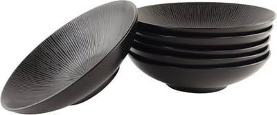 OTIX Diepe Soepborden - Bordenset 6 Persoons - Zwart - 19cm - Keramiek - POPPY