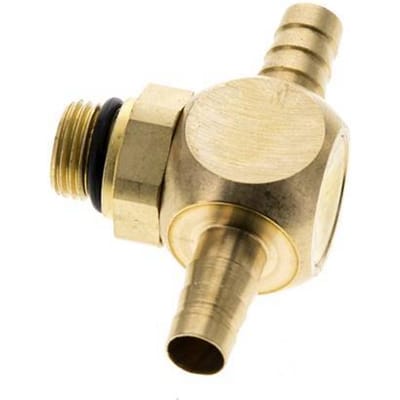 6 mm & G1/8'' Messing T-slangpilaar met buitendraad NBR Afdichting