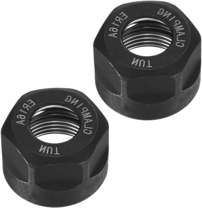 2-pack Spantklemmoer ER13-A (M19) van 40Cr staal, klemzeskantmoeren voor ER-freesboorhouder en draaibank, 0,5 inch/13 mm gatdiameter, zwart en duurzaam