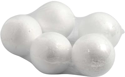 Ballen, d 6 cm, wit, 5 stuk/ 1 doos