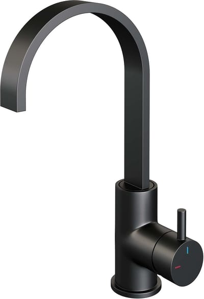 Brauer Black Edition hoge opbouw wastafelmengkraan met draaibare platte uitloop model B mat zwart