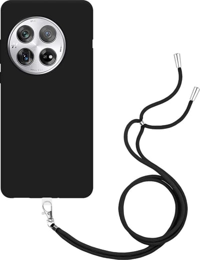Cazy hoesje met koord geschikt voor OnePlus 12 Hoesje met Koord - Flexibele Case - Zwart