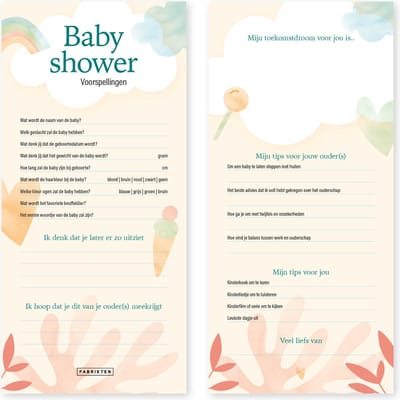 Fabrikten Babyshower Invulkaarten Baby - 20 stuks - 21 x 9,8 cm