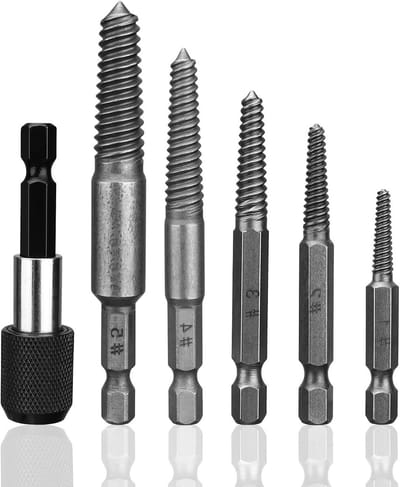 Set van 6 Schroevendraaiers en Schroefextractoren met Magnetische Bit Houder voor Houtbewerking en het Verwijderen van Beschadigde Schroeven