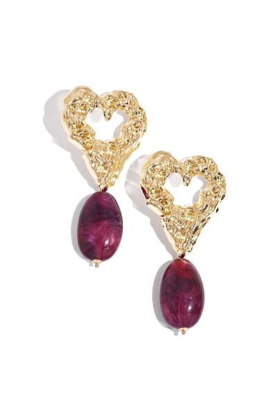 Bijoutheek Oorknoppen Statement Bold Love Dark Purple