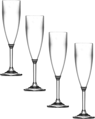 OneTrippel - Champagneglazen - Onbreekbare glazen - Wijnglazen 4 stuks - Set Glazen - 19 cl - Set 4 Champagneglazen - Kunststof Glazen - Plastic wijnglazen