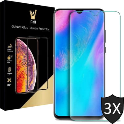 Screenprotector geschikt voor Huawei P30 - Tempered Glass Gehard Glas - Case Friendly - 3 Stuks