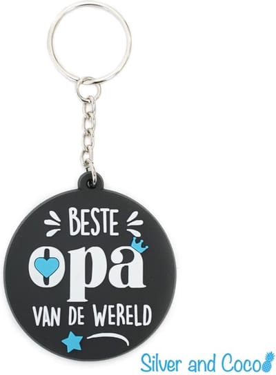 SilverAndCoco® - Vaderdag Verjaardag Cadeau Kind / 2D Sleutelhanger Auto Huis / Sinterklaas Schoen Cadeau Key Chain / Sleutel Ring Sleutels - Grandpa / Beste Opa