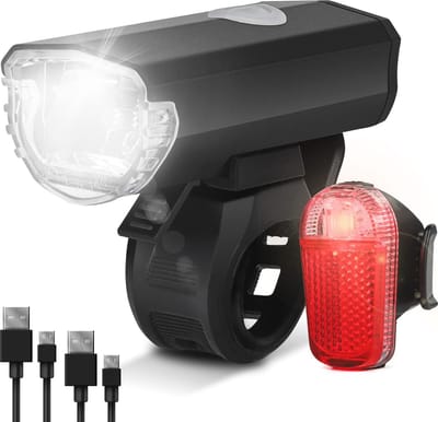 LED Fietslampenset met Oplaadbare Accu - StVZO Goedgekeurd en Waterdicht - Voor en Achter Verlichting