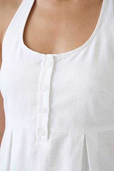 boohoo Dames Linnen-look Peplum Top & Wijde Pijpen Broek Co-ord | Natural | Maat: 42
