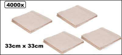 4000x Servet 1 laags 33cm x 33cm kraft - ECO Wegwerp servetten snack food festival thema feest party