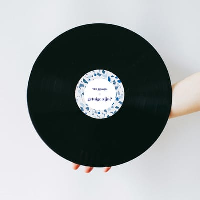 Vinylplaat - Lp - Vinyl plaat - Muziek cadeau - Getuige vragen - Wil jij mijn getuige zijn - Getuige vragen cadeau - Blue terrazzo design
