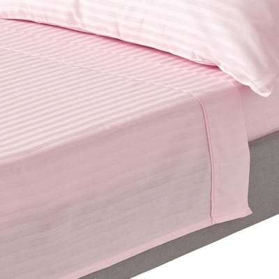 Homescapes Satijn Streep Katoen Laken 230x260 cm – Roze – 100% Egyptisch Katoen – Draaddichtheid 330