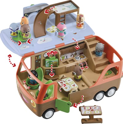 Klorofil Speelset De Camper - Interactief Kinderspeelgoed - Poppenhuis - incl 1 poppetje uit de Walrus familie - Vanaf 18 maanden