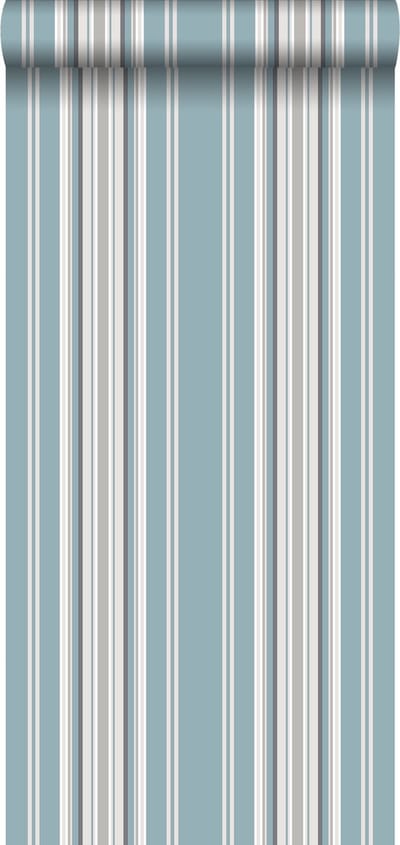 ESTAhome behang strepen vintage blauw en grijs - 53 cm x 10.05 m - 138807
