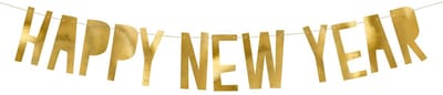 PartyDeco - Banner Happy New Year gold