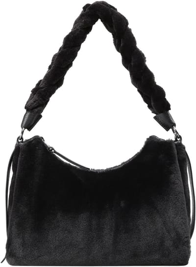 COCCINELLE schoudertas Boheme Synthetic Fur Shoulder Bag Noir / Noir zwart