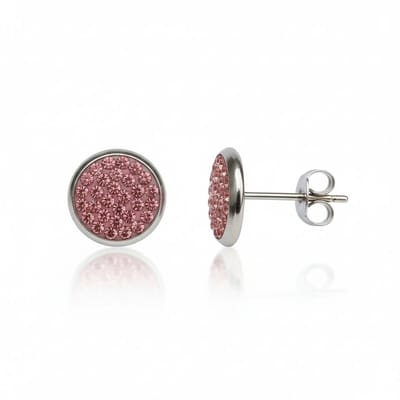 Aramat Jewels | Oorbellen | RVS Kristal Oorstekers 10mm - Grote Zirkonia Studs | Olijf Groen | |10mm | Staal | Volwassenen | Verkleurd niet