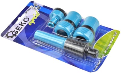 GEKO 4-delige sproeiset - voor 3/4" slang - met kraanaansluiting en snelkoppelingen