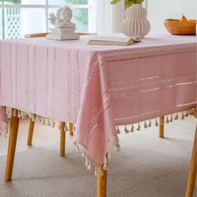 Katoen Linnen Tafelkleed Met Kwastjes Waterdicht Oliebestendig Thee Gestreept Tafelkleed Dik Rechthoekig Bruiloft Eettafelhoes 90X140cm