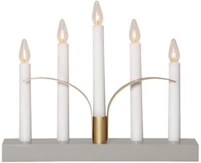 Star Trading Light grijze kandelaar 'Lilja' met gouden details, 5-lichts, vervangbare E10-lampen, B 30cm