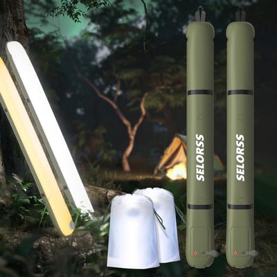 Opblaasbare Telescopische LED Campingspot - 2 stuks - Dimbaar en Draagbaar Buitenlicht met Oplaadbare Batterij