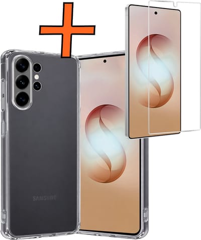 Hoes - Met Screenprotector - Geschikt voor Samsung Galaxy S26 Ultra - Sterk & Shockproof - Back Cover - Siliconen Case - Telefoon Hoes - Transparant