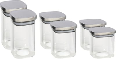 Gerim - 6x keuken voorraadpotten glas - 3 formaten 800/1100/1500 ml