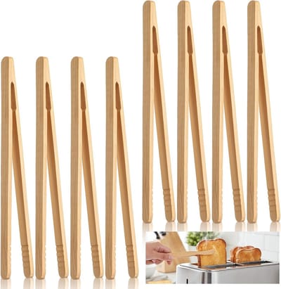 Houten Keukentangen Set van 8 Stuks, Ideaal voor BBQ, Salades, Snacks en Fruit