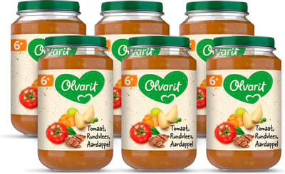 Olvarit Babymaaltijd 6+ Maanden – Tomaat Rundvlees Aardappel – 6 x 200g