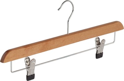 De Kledinghanger Gigant - Knijperhanger - Volwassenen - 7108BA - 50 Stuks - Lotushout - Naturel Gelakt - Verschuifbare Anti-slip knijpers - 40 cm - Rokhanger - Broekhanger - Pantalonhanger (7108BA/50)