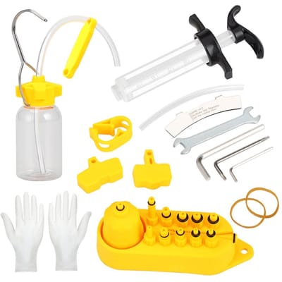 Hydraulische Schijfrem Mountainbike Mineraalolie Ontluchtingskit Fietsrem Reparatie Onderhoudsgereedschap Plastic joints yellow