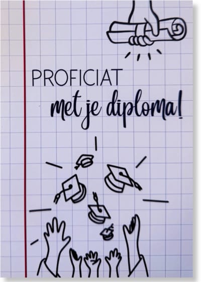 Proficiat met je Diploma - Geslaagd Wenskaart - 12 x 17 cm - gevouwen kaart Inclusief envelop