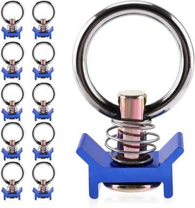 Airline rail montage ring set (10 stuks) met 1000 daN belastingcapaciteit, eenvoudig te bevestigen eindstukken en roestvrijstalen ring voor L-rails, ideaal voor het veilig vastzetten van vracht in aanhangers en voertuigen