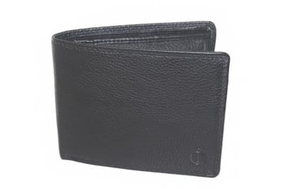 OI zwarte leren heren portemonnee / klassieke billfold laag model voor 7 pasjes/ platte beurs met lipje binnenin / anti skim / zwart leer / 103