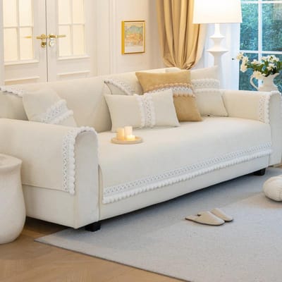 Herfst- en Winter Crèmestijl Bankkussens voor Alle Seizoenen, Antislip Kussenhoes, Corduroy Hoes, Nieuwe Stijl 70*70cm
