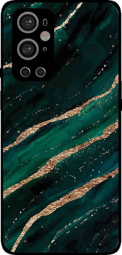 Smartphonica Telefoonhoesje Geschikt voor OnePlus 9 Pro met marmer opdruk - TPU backcover case marble design - Groen Goud geschikt voor OnePlus 9 Pro