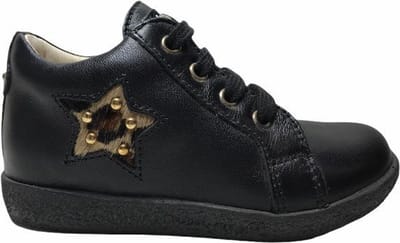 Falcotto leopard ster lederen veter schoenen 1431 zwart mt 22