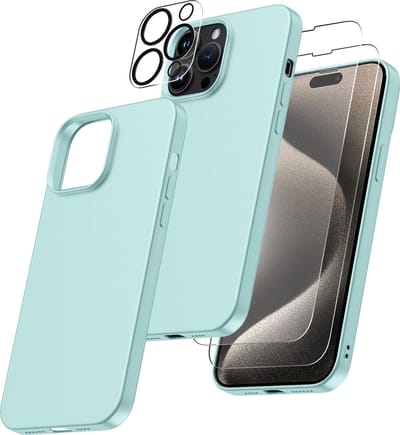 Hoesje Geschikt voor iPhone 15 Magsafe hoes incl 2x gehard glazen screenprotector & 1x cameraLens protector –Mint Groen