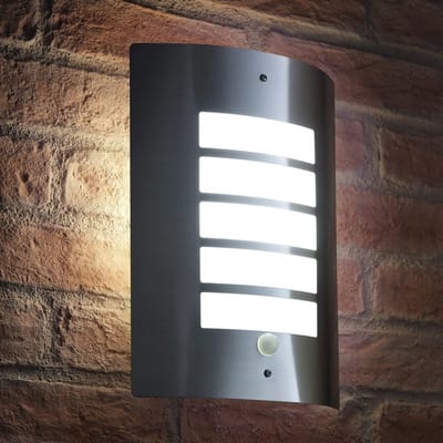 Energiebesparende Bewegingsgeactiveerde PIR-Sensor Buitenbeveiliging Wandlamp - Roestvrij Staal - Koel Wit