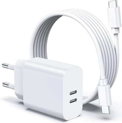 45w GaN usb C Adapter + usb C naar usbC Kabels - 3 Meter - 2 usbC Poorten - Geschikt voor S24,S23,S22,S21,Tablet,S9,Plus,Ultra,Pro,Max,iP 15