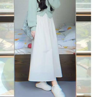 Nouvelle Jupe Parapluie Midi A-line Taille Haute pour Femmes avec Petites Hanches Couvrant Leurs Hanches Pour Les Faire Paraître Minces et Jupe Midi Plissée XL gray