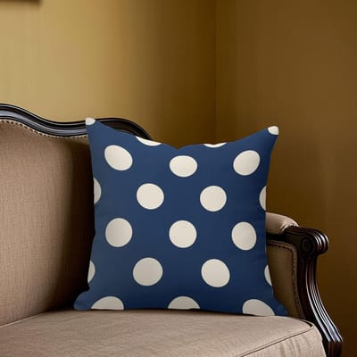 Donkerblauwe Polka Dots vierkante Jacquard Kussenhoes voor Bank Kantoor Taillekussenhoes Huis Decoratieve Kussensloop 40x40cm