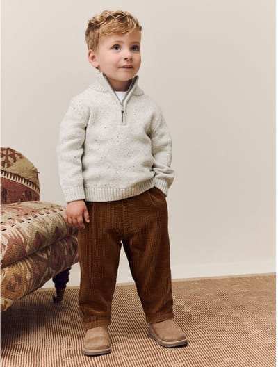 Next - Jongens - Corduroy broek met koordsluiting, structuur en wijde, ronde pijpen - Bruin