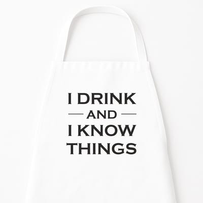 Keukenschort "I drink and I know things" | Cadeau voor Mannen | Wit | Kookschort met humor