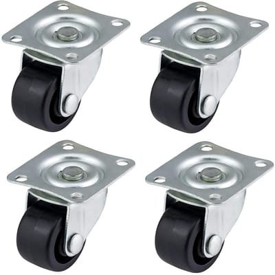 Set van 4 Zwenkwielen Kunststof 25mm - Draagvermogen 50kg voor Meubels en Apparaten