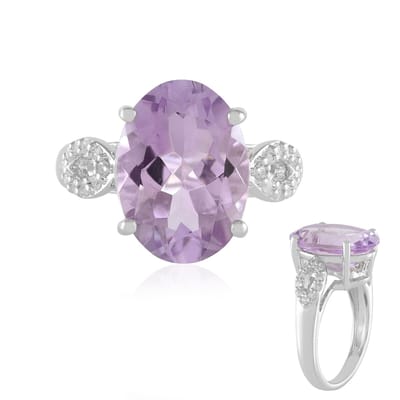 Cavill - Lavendel Amethist Ring 5 ct - 925 Sterling Zilver Geplatineerd - Ovaal Brazilië & Tanzanische Zirkonia - Elegante Paarse Damesring