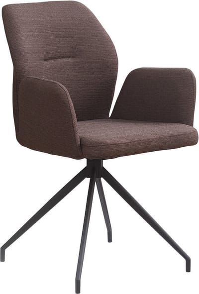 Armstoel Sonja Bruin - Stof - Draaibaar - Zithoogte 48 cm - Zitdiepte 42 cm - Met armleuning